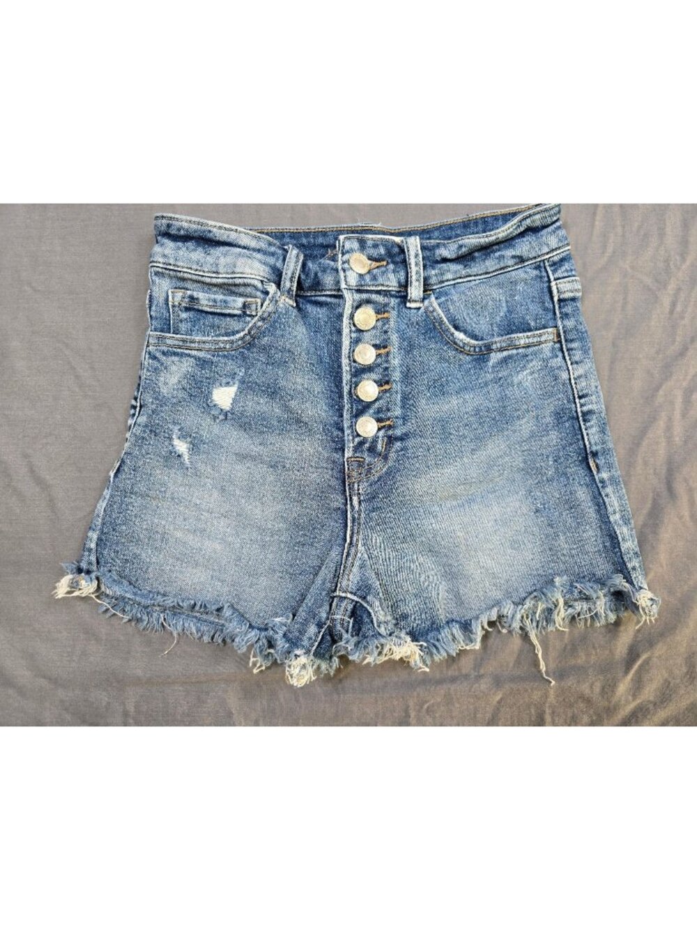 Vervet Los Angeles Denim High-Waist Frayed Hem Button Fly Shorts S